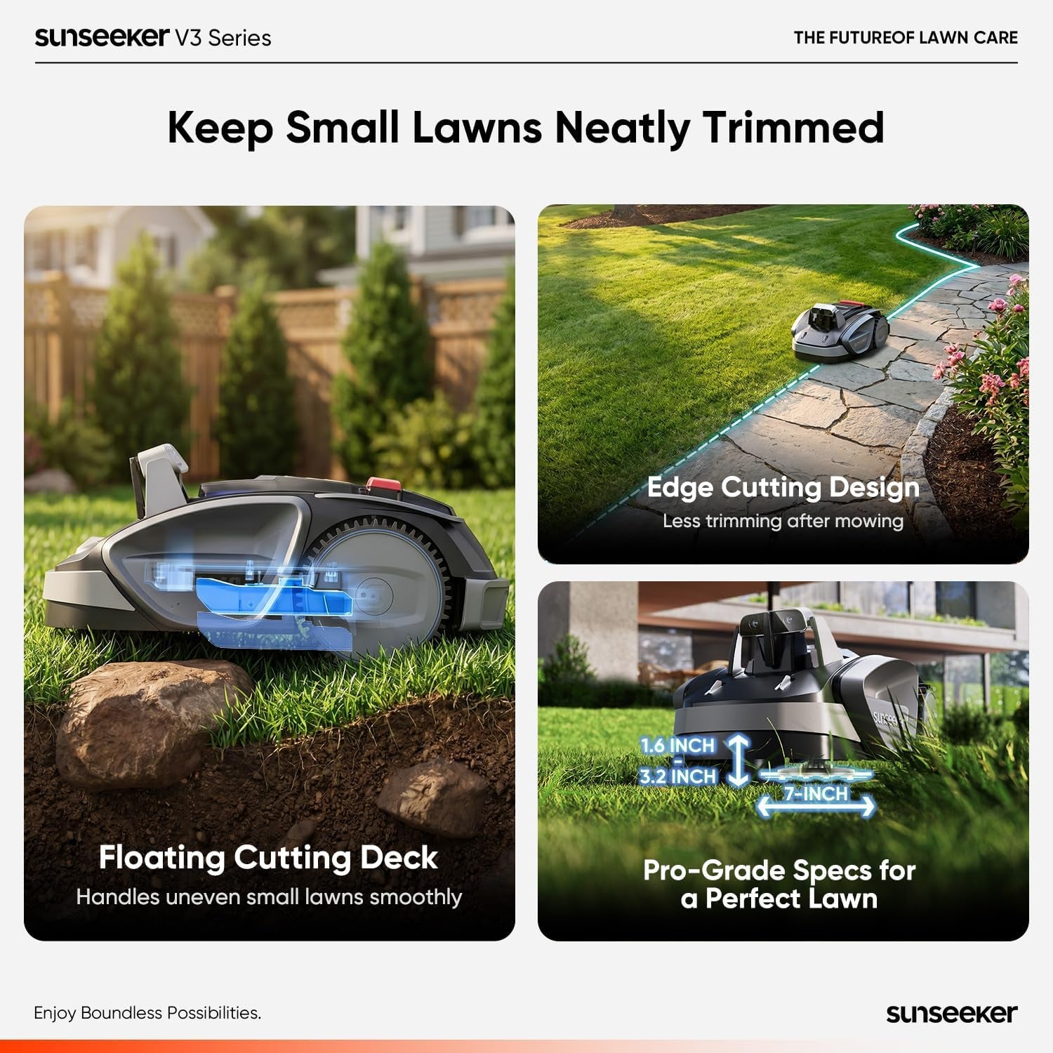 V3 Robot Lawn Mower, Vision AI, 0.15 Acre, Wire-Free
