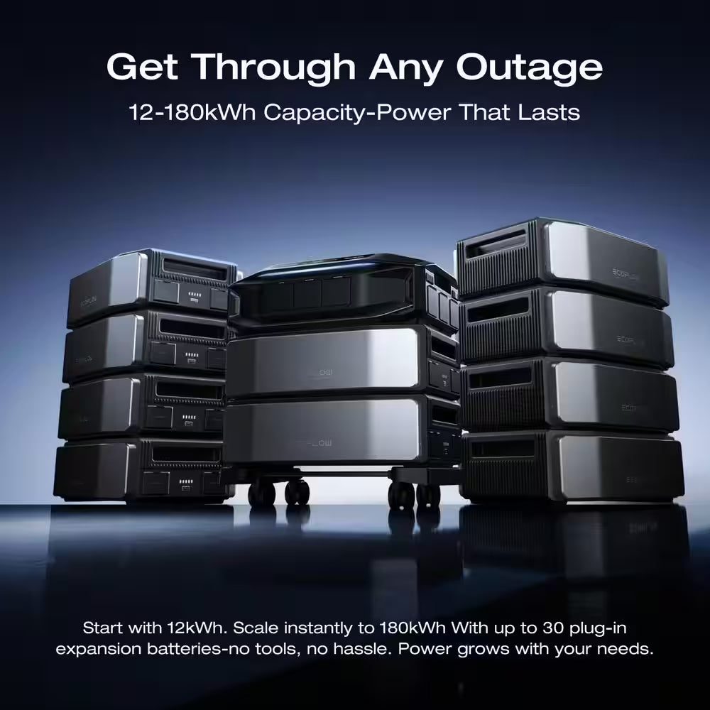 Battery Generator Delta Pro Ultra X Battery Pack 6144Wh Solar Generator, 12000W Output, LFP, Home Backup, Push-Button