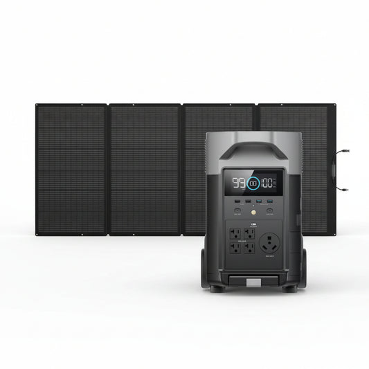 3600W Output/7200W Peak Push-Button Start Solar Generator DELTA Pro with 400W Solar Panel for Home, Camping and Rvs