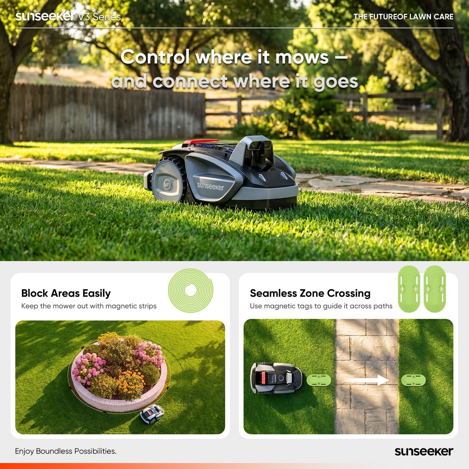 V3 Robot Lawn Mower, Vision AI, 0.15 Acre, Wire-Free