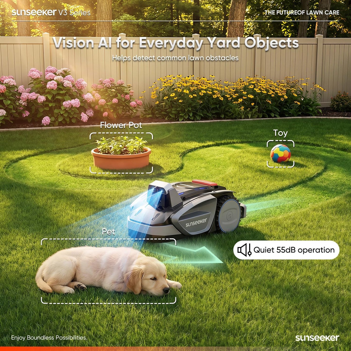 V3 Robot Lawn Mower, Vision AI, 0.15 Acre, Wire-Free