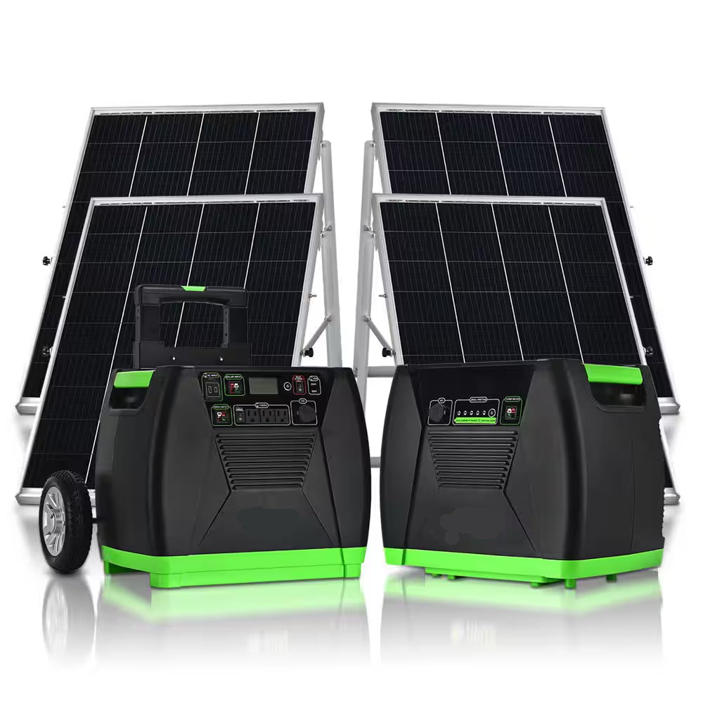 ELITE 3600-Watt/5760W Peak Push Button Start Solar Powered Portable Generator with Four 100W Solar Panels and Power Pod