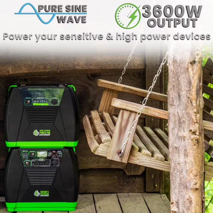 ELITE 3600-Watt/5760W Peak Push Button Start Solar Powered Portable Generator with Four 100W Solar Panels and Power Pod
